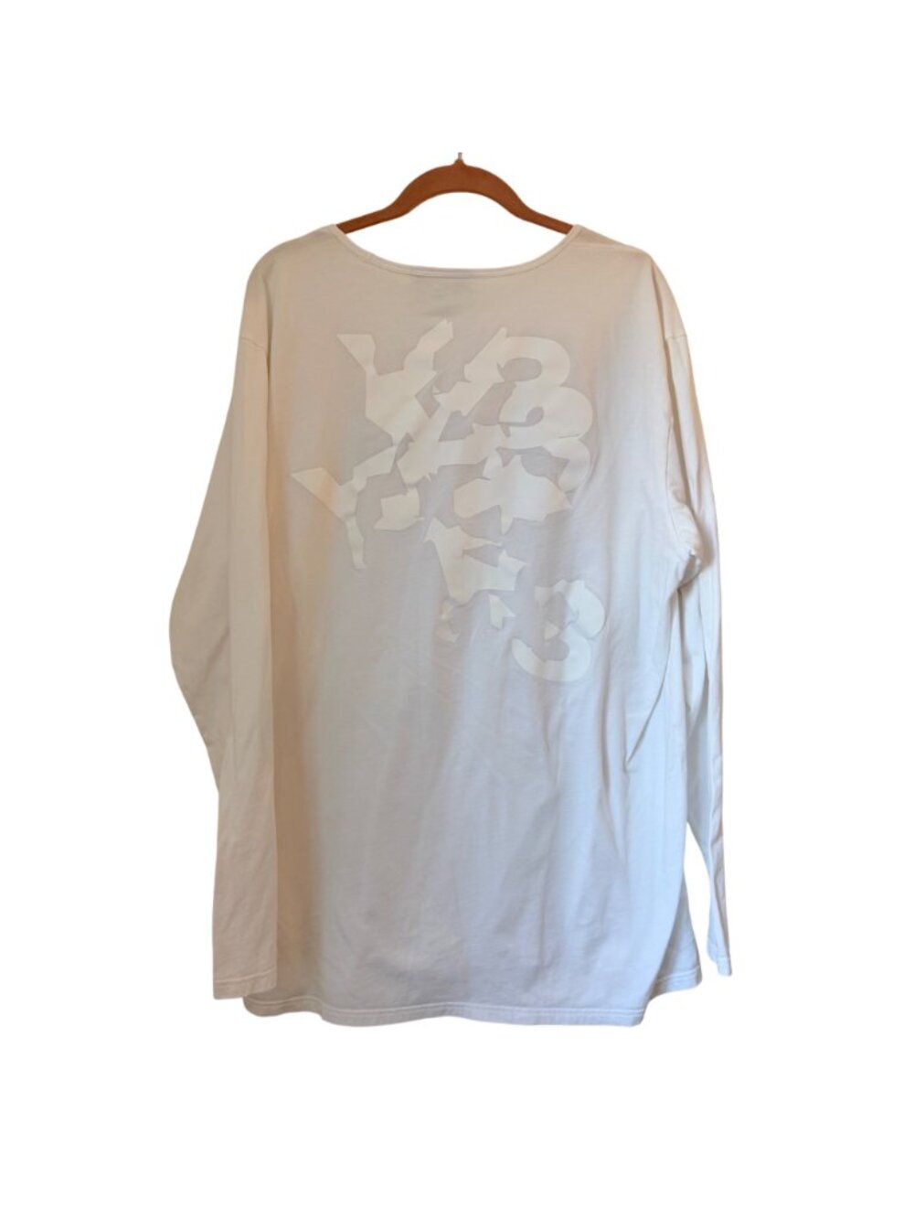 Y-3 Adidas Yohji Yamamoto White Long Sleeve Organic Cotton Tee With Minimal Fron - Picture 2 of 6